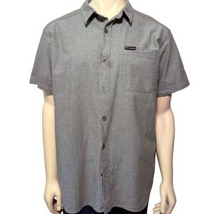 Columbia Mens XL Sage Green Micro Dot Cotton Short Sleeve Button Up Shirt AM4950